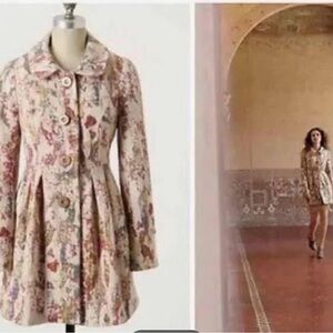 Anthropologie “Elevenses” Blurred Fresco Peacoat